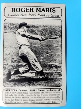 VTG Y2K Roger Maris Golf Tournament Connecting #61 Photo Card Yankees Retro 60s
